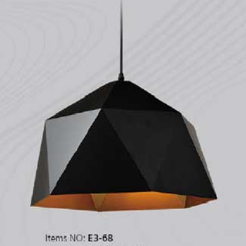 E3 - 68: Đèn thảđơn, chóa đen - KT: Ø450mm x H280mm - Bóng đèn E27 x 1