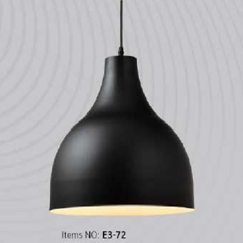 E3 - 72: Đèn thả đơn, chóa đen - KT: Ø350mm x H350mm - Bóng đèn E27 x 1