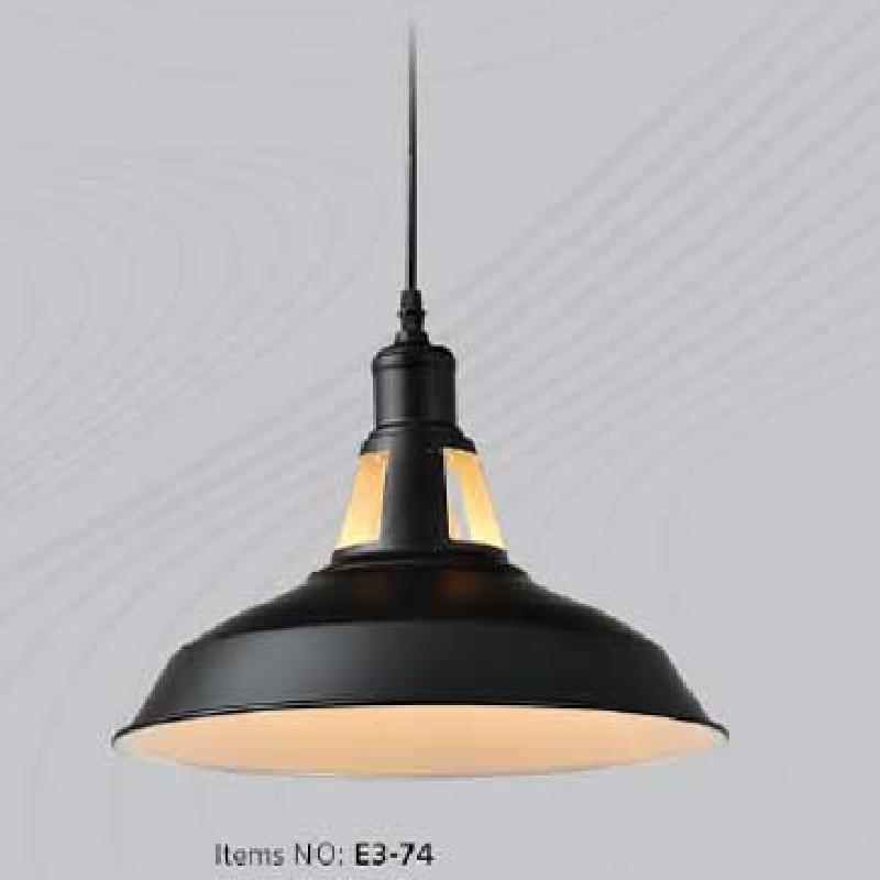 E3 - 74 : Đèn thả đơn, chóa đen - KT:  320mm x H250mm - Bóng đèn E27 x 1