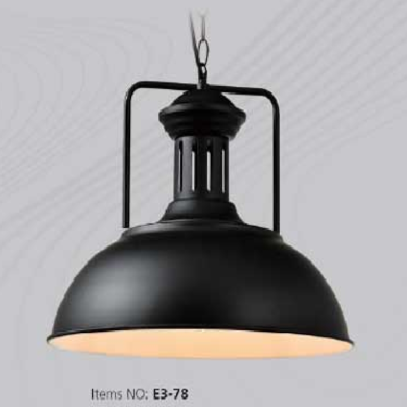 E3 - 78: Đèn thả đơn, chao đen  - KT: Ø400mm  x H300mm - Bóng đèn E27 x 1