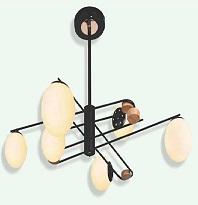 EU - C - 173/6: Đèn chùm bi chao 6 bóng, KT: Ø980mm*H520mm