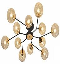 EU - C 89/12: Đèn chùm bị 12 móng chao màu trà, KT: Ø1070mm*H210mm