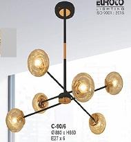 EU - C - 90/6: Đèn chùm bi chao trà 6 bóng, KT: Ø880mm*H650mm