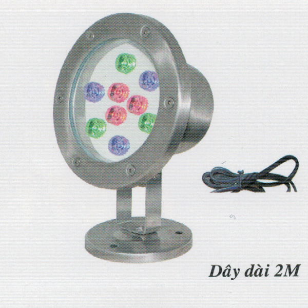 HB 9W - Đèn pha LED vỏ INOX đặt dưới nước/ trên bờ 9W - ánh sáng đổi 3 màu  - EUR