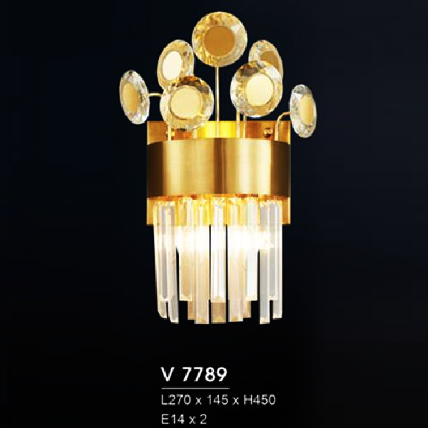 HF - V 7789: Đèn gắn tường Phale - KT: L270mm x W145mm x H450mm - Bóng  đèn chân E14 x 2 bóng