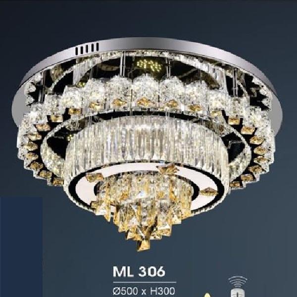 HF - ML 306: Đèn áp trần LED - KT: Ø500mm x H300mm - Đèn  LED 111W đổi 3 màu - Remote