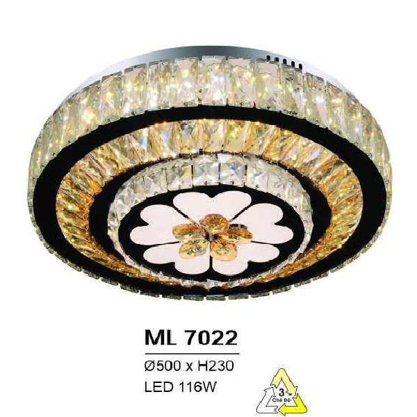 HF - ML  7022:  Đèn áp trần LED - KT: Ø500mm x H 230mm  - Đèn LED 116W đổi 3 màu - Remote
