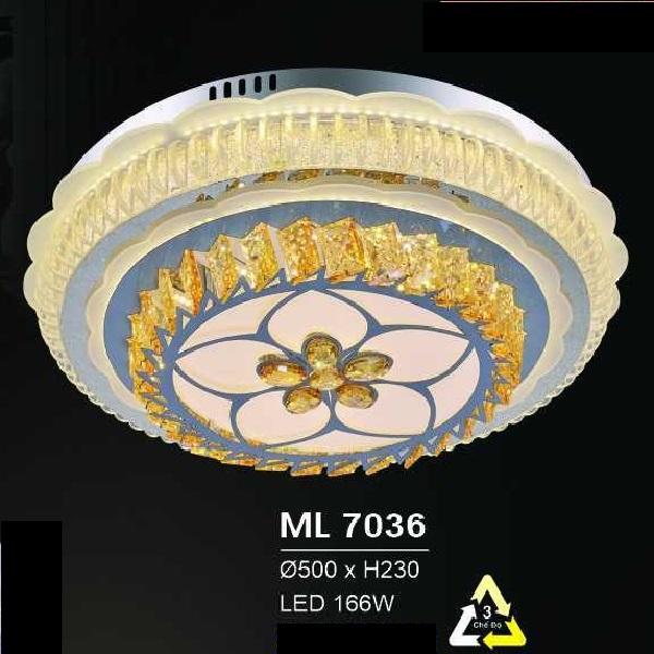 HF - ML 7036: Đèn áp trần LED - KT: Ø500mm x H230mm - Đèn  LED 166W đổi 3 màu
