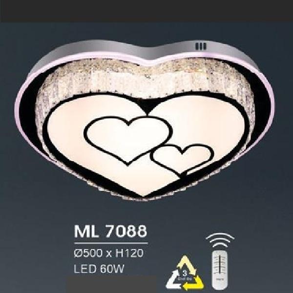 HF - ML 7088: Đèn áp trần LED - KT: Ø500mm x H120mm - Đèn  LED 60W đổi 3 màu - Remote