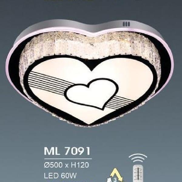 HF - ML 7091: Đèn áp trần LED - KT: Ø500mm x H120mm - Đèn  LED 60W đổi 3 màu - Remote