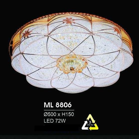 HF - ML 8806: Đèn áp trần LED - KT: Ø500mm x H150mm - Đèn  LED 72W đổi 3 màu