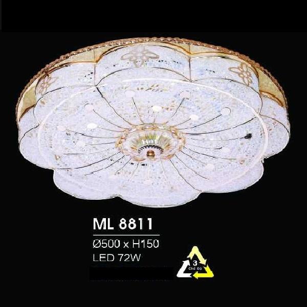 HF - ML  8811: Đèn áp trần LED - KT: Ø500mm x H150mm - Đèn  LED 72W đổi 3 màu