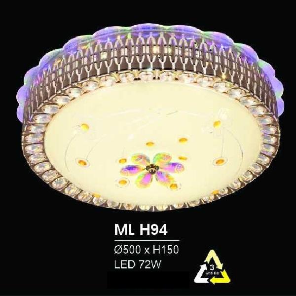 HF - ML  H94: Đèn áp trần LED - KT: Ø500mm x H150mm - Đèn  LED 72W đổi 3 màu