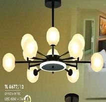 HF - TL 8677/12: Đèn chùm bi LED 12 bóng, 60W + 3W đổi 3 màu , KT: Ø760mm*H700mm