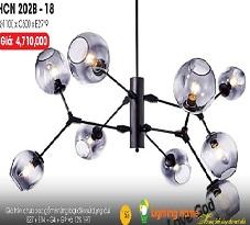 LH - THCN 202B-18: Đèn chùm chao bi màu khói 9 bóng, KT: Ø1100mm*H600mm,