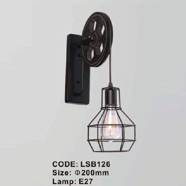 CODE: LSB126: Đèn gắn tường - KT: Ø200mm - Đèn E27 x 1 bóng