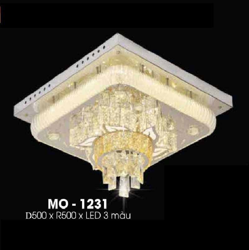 MO - 1231: Đèn áp trần vuông LED - KT: L500mm x W500mm x H300mm - Đèn LED đổi màu
