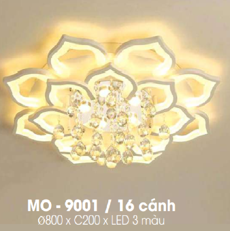 MO - 9001/16 Cánh : Đèn áp trần LED 16 cánh, hạt Phale - KT: Ø 800mm x H200mm - Đèn LED đổi 3 màu