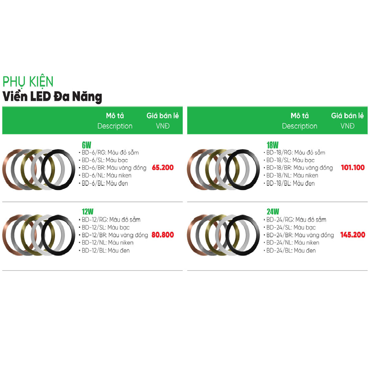 BD-24/SL: Phụ kiện viền bạc đèn LED đa năng 24W