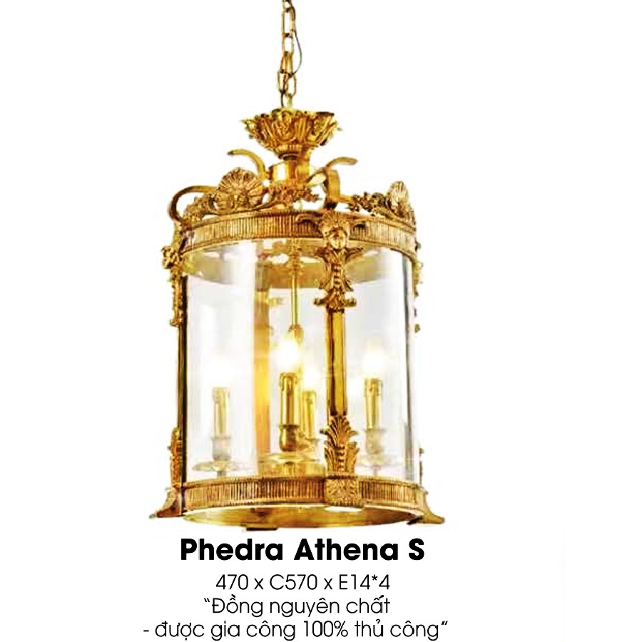 LH - Phedra Athena S: Đèn thả đồng - KT: Ø490mm x H750mm - Đèn chân E14 x 4 bóng