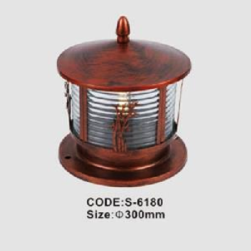 CODE: S- 6180: Đèn gắn đầu trụ - KT:Ø300mm - Bóng đèn E27 x 1