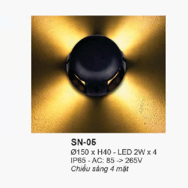 SN - 05: Đèn LED âm sàn trên bờ - KT: 150mm x H40mm - Đèn LED 2W x 4 chiếu  sáng 4 mặt, ánh sáng vàng