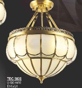 SN - TĐC 5028: Đèn thả đồng - KT: Ø500mm*H450mm - Đèn chân E14*4 bóng( tính riêng)