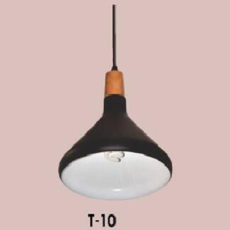 VE - T - 10: Đèn thả đơn , chao đen - KT: Ø250mm - Bóng đèn E27 x 1