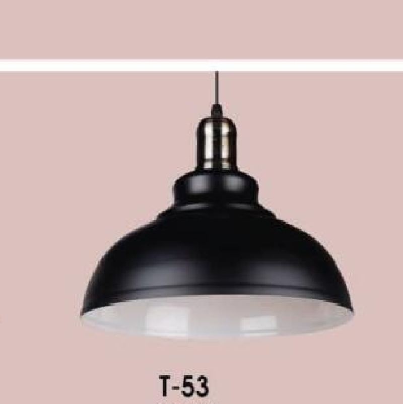VE - T - 53: Đèn thả đơn, chóa nhựa sơn đen - KT: Ø300mm - Bóng đèn E27 x 1