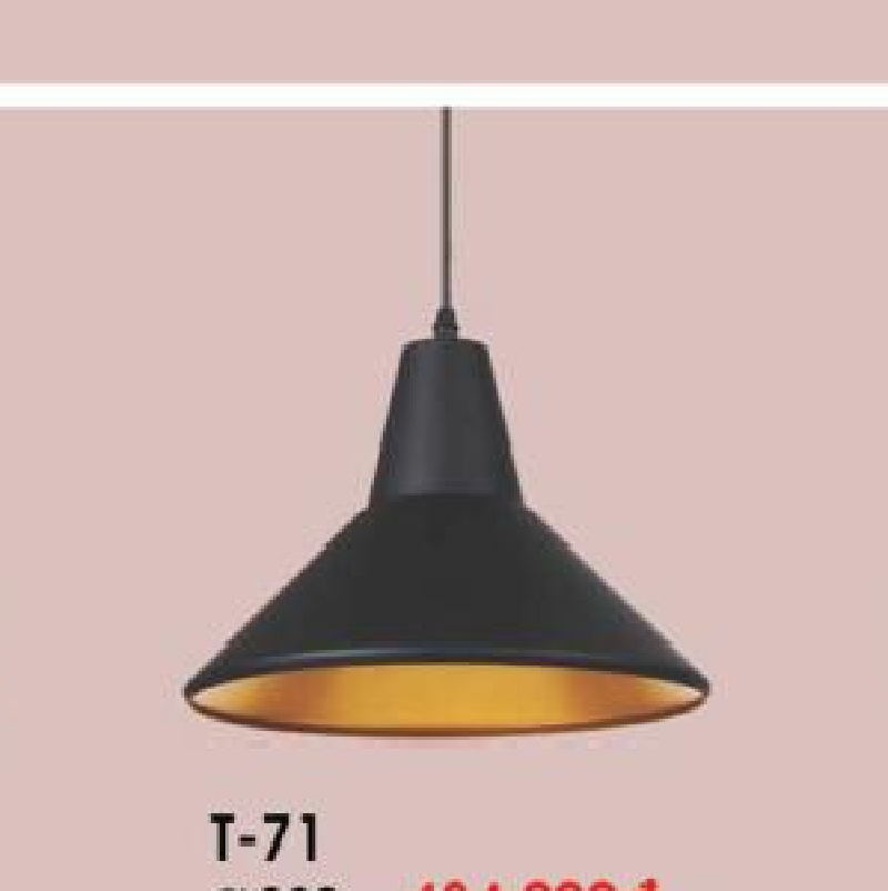 VE - T- 71: Đèn thả đơn, chao đen - KT: Ø280mm - Bóng đèn E27 x 1 bóng