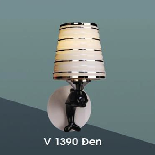 HF - V 1390 ( Đen): Đèn gắn tường đơn - KT: L130mm x W150mm x H260mm - Bóng đèn E27 x 1 bóng