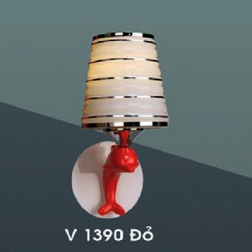 HF - V 1390 (Đỏ): Đèn gắn tường đơn - KT: L130mm x W150mm x H260mm - Bóng đèn E27 x 1 bóng