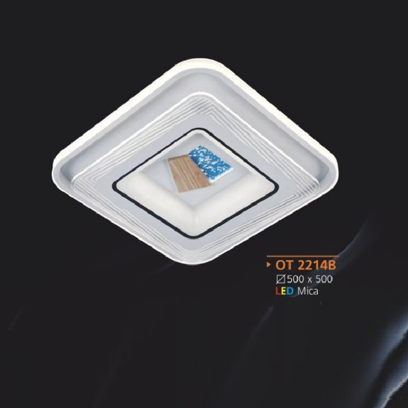AD - OT 2214B: Đèn ốp trần LED Mica vuông - KT: L500mm x W500mm - Đèn LED