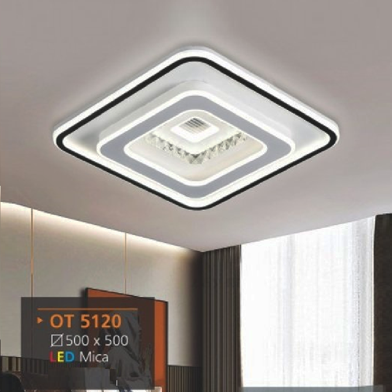 AD - OT 5120: Đèn ốp trần LED Mica vuông - KT: L500mm x W500mm -  Đèn LED