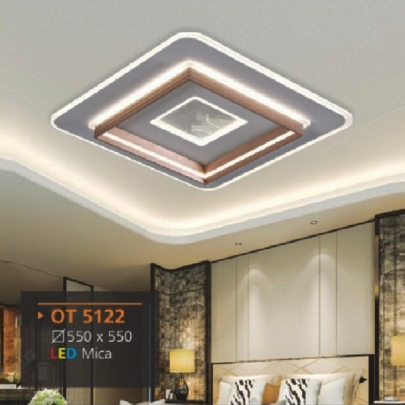 AD - OT 5122: Đèn ốp trần LED Mica vuông - KT: L550mm x W550mm -  Đèn LED