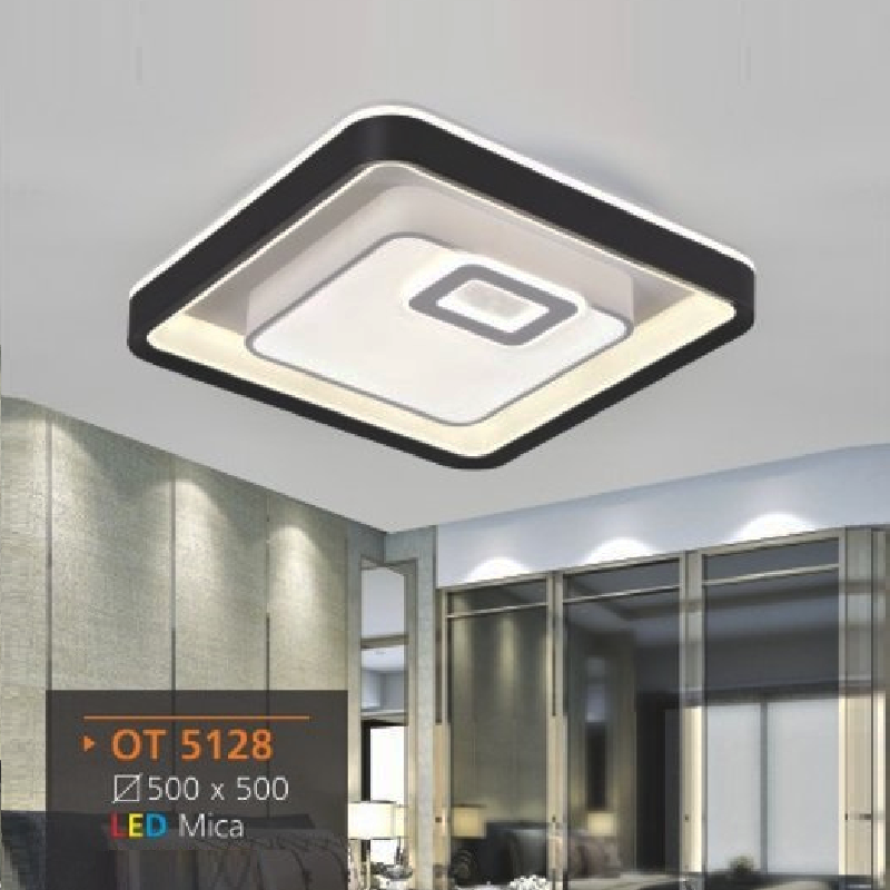 AD - OT 5128: Đèn ốp trần LED Mica vuông - KT: L500mm x W500mm -  Đèn LED