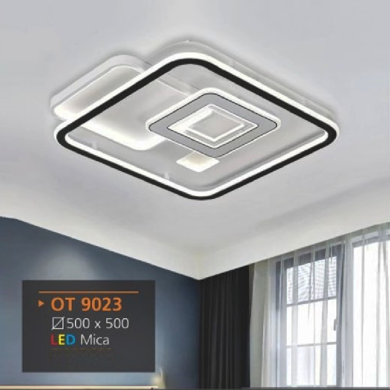 AD - OT 9023: Đèn ốp trần LED Mica vuông - KT: L500mm x W500mm - Đèn LED