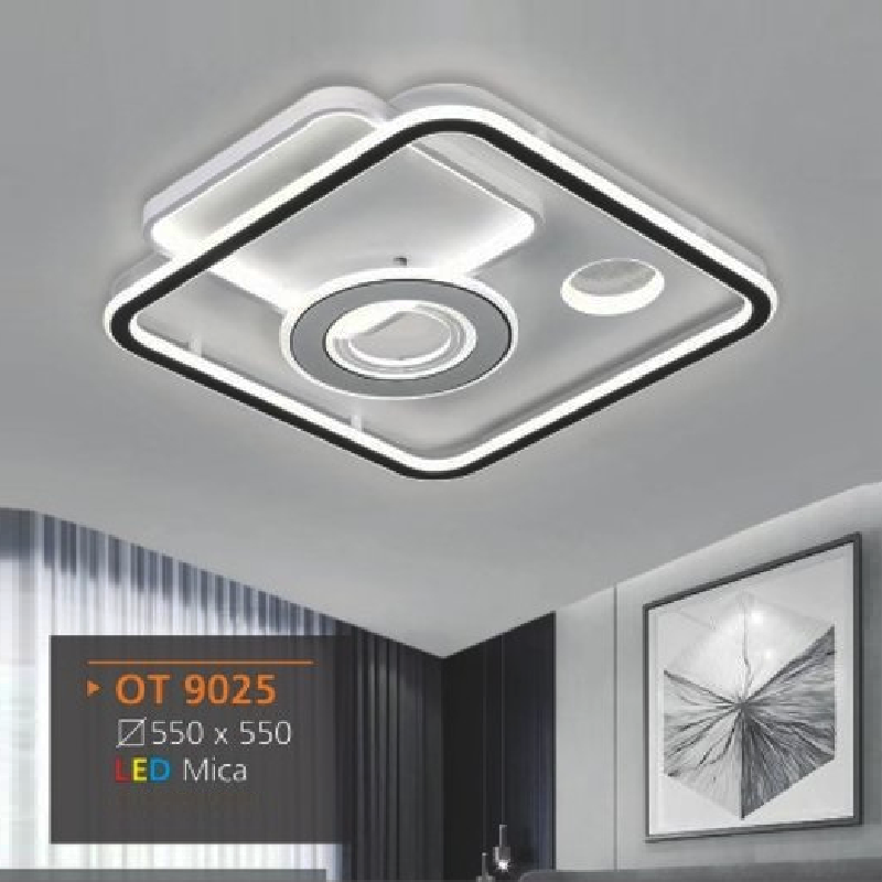 AD - OT 9025: Đèn ốp trần LED Mica vuông - KT: L550mm x W550mm - Đèn LED