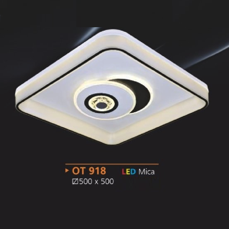 AD - OT 918: Đèn áp trần LED Mica vuông - KT: L500mm x W500mm - Đèn LED