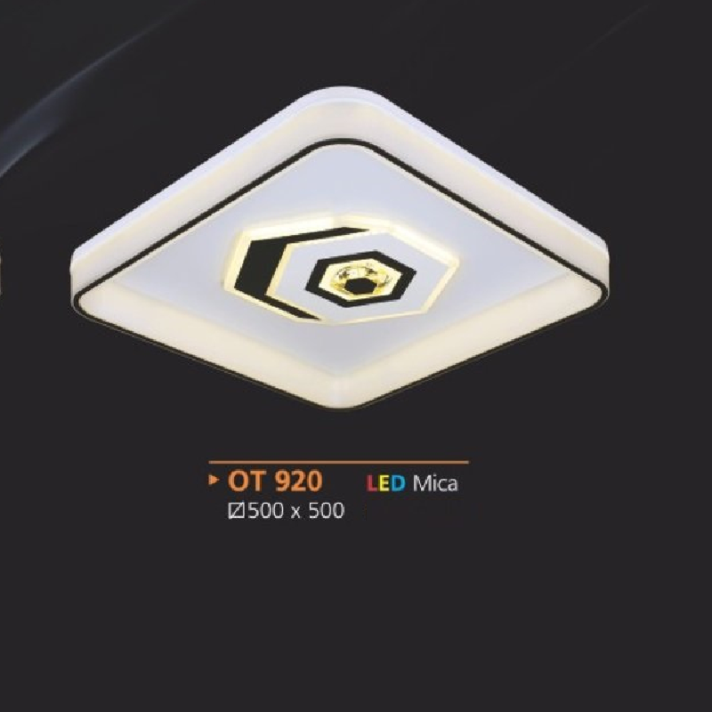 AD - OT 920: Đèn áp trần LED Mica vuông - KT: L500mm x W500mm - Đèn LED