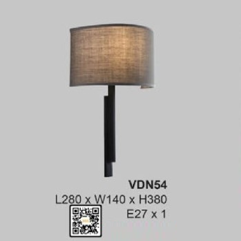 35 - VDN54 : Đèn gắn tường đơn  - KT: L280mm x W140mm x H380mm - Bóng đèn E27 x 1 bóng