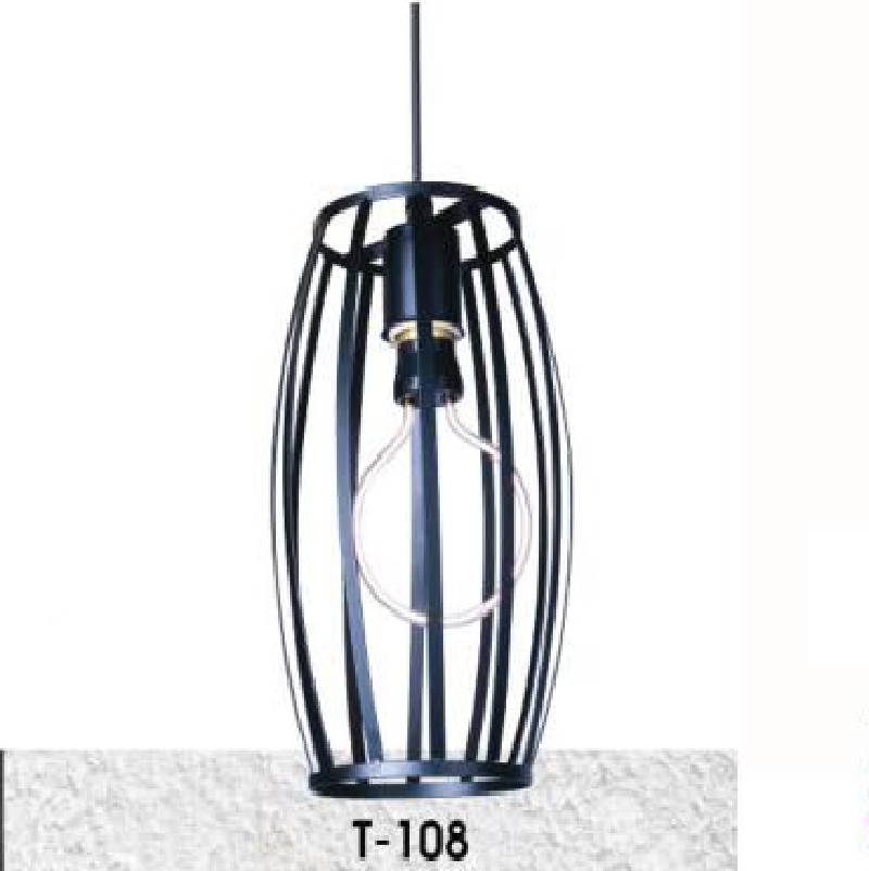 VE - T - 108: Đèn thả đơn, chao đen - KT: Ø180mm - Bóng đèn E27 x 1
