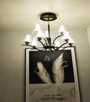 VE - T 2095/6+3: Đèn chùm LED 9 bóng đổi 3 màu, KT: Ø 650mm*H400mm