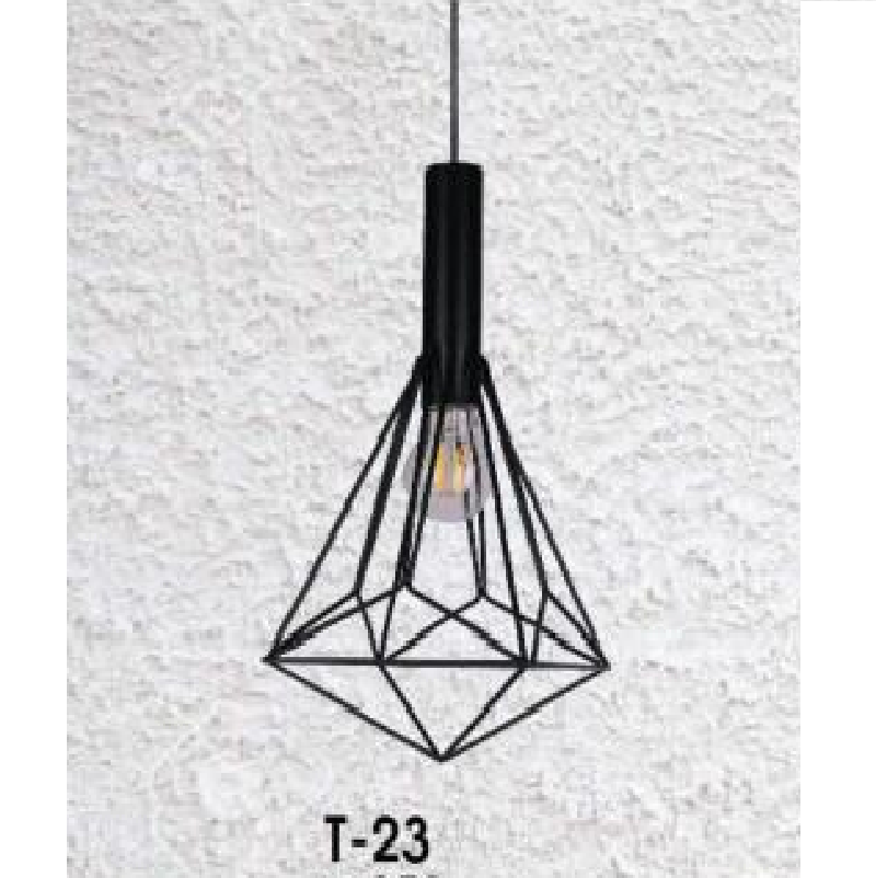 VE - T - 23: Đèn thả đơn, chao đen - KT: Ø250mm - Bóng đèn E27 x 1