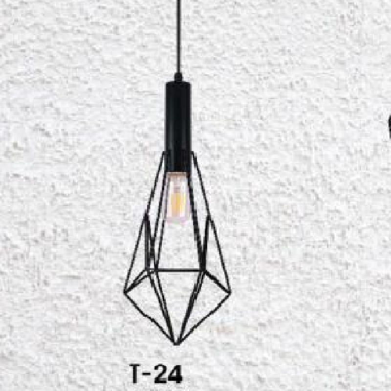VE - T - 24:  Đèn thả đơn, chao đen - KT: Ø140mm - Bóng đèn E27 x 1