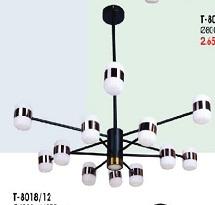 VE -T-8018/12: Đèn chùm LED 12 bóng đổi 3 màu, KT: Ø1000mm*H670mm,