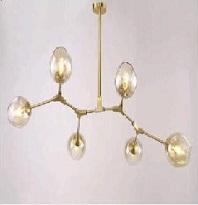 VE-T-882/6 : Đèn chùm bi màu trà 6 bóng , KT: Ø800m*H800mm, đèn E27*6 bóng tính riêng