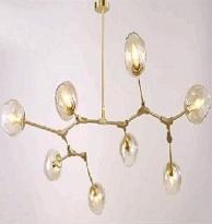 VE-T-882/8 : Đèn chùm bi màu trà 8 bóng , KT: Ø1100m*H1000mm, đèn E27*8 bóng tính riêng