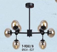 VE - T- 9283/8: Chùm bi 8 bóng chao màu trà, KT: Ø830mm - Bóng E27*8 bóng tính riêng