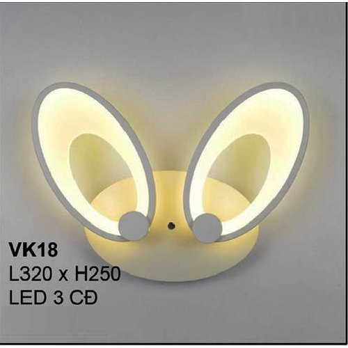 35 - VK18: Đèn gắn tường LED đôi - KT: L320mm x H250mm - Đèn LED đổi 3 màu